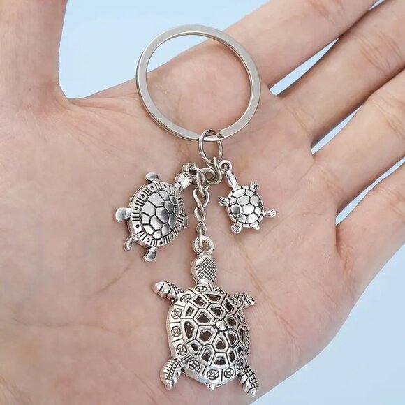 Turtle Bag Charm Keychain Purse Trendy Stylish Glam Sea Ocean Tortoise Mama Fun - Picture 2 of 4